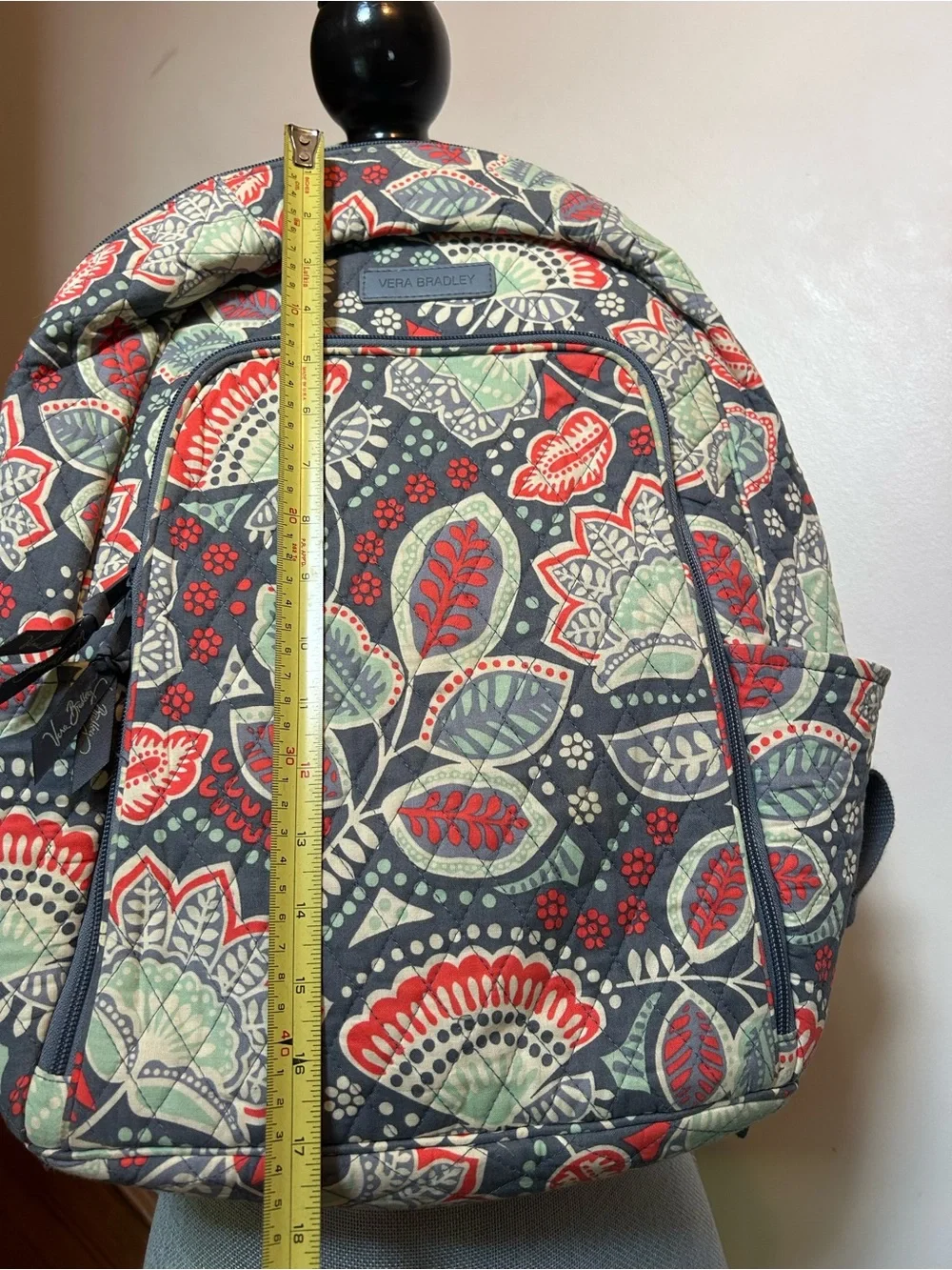 Retired Vera Bradley Nomadic Floral Quilted Large Backpack School red gray